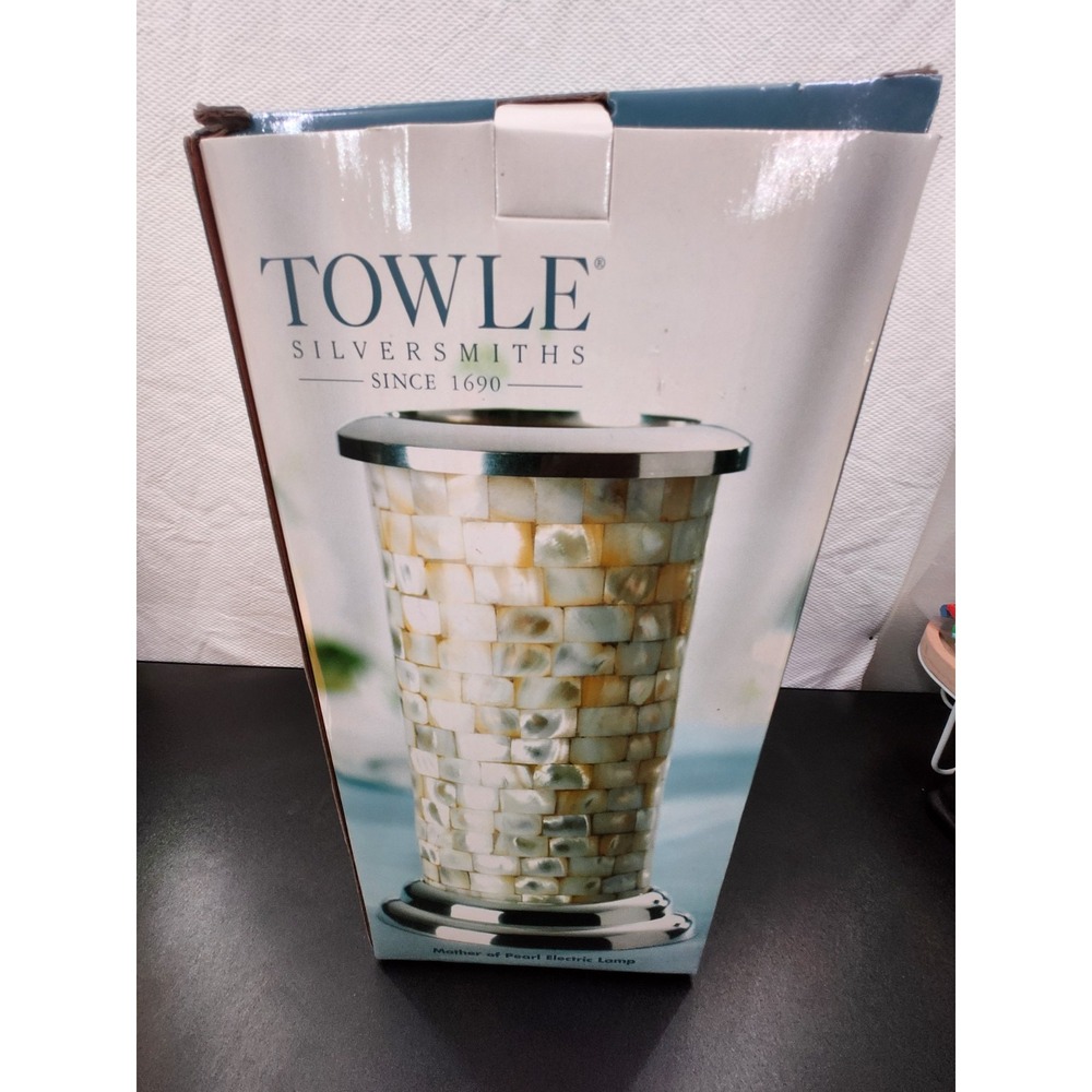 Vintage, Towle Silversmiths Table Lamp 12" Tall, Mother of Pearl New, See Detail - Picture 2 of 8